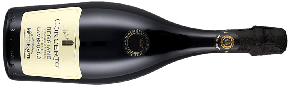 Medice Ermete Labrusco Reggiano DOC "Concerto"  Buy it at Killer Vino Brix and Mortar (killervino.com)  local boutique wine shop located in Houston, Texas.  Find an amazing curated selection of wines, Balsamic Vinegars, Olive Oils,  unique wine gifts, Professional Corkscrews, The Durand,  italesse stemware wine glasses, and is also an authorized dealer and installer for vintage view wine racks.