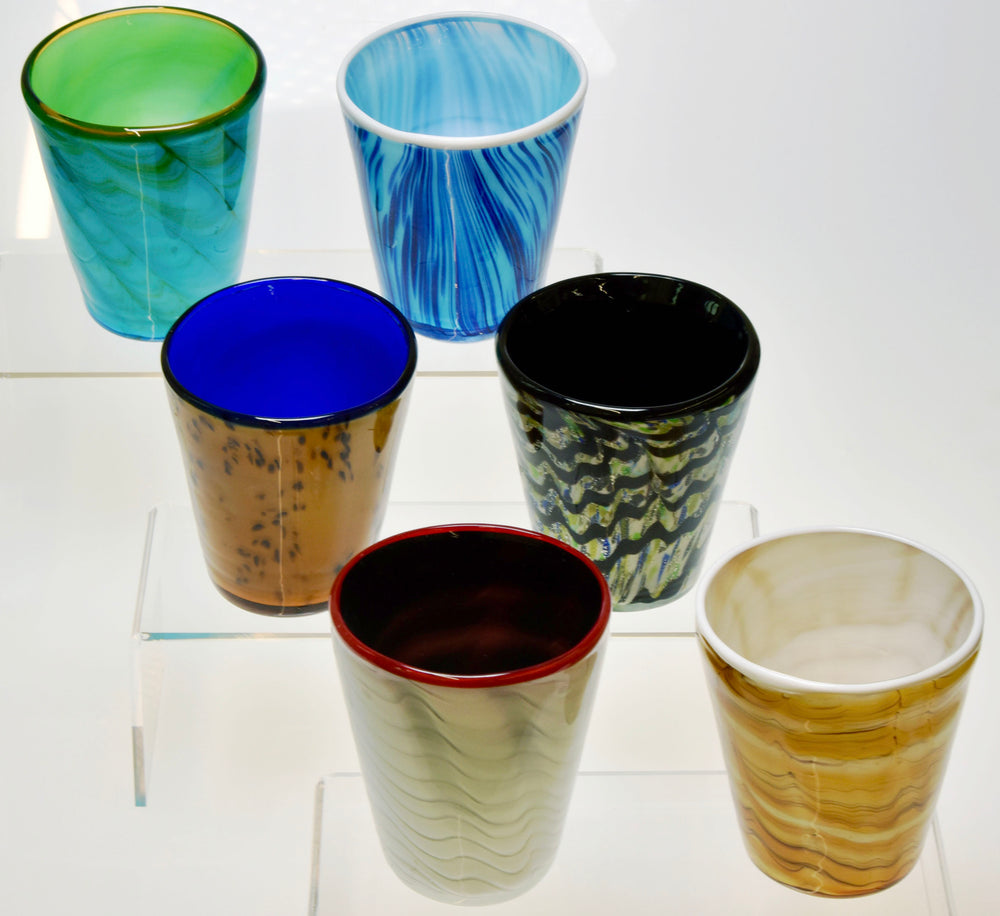 Mouth blown venetian glass tumblers, cool glasses, artisitic table design killervino.com Italesse, boutique wine gifts wine delivery houston