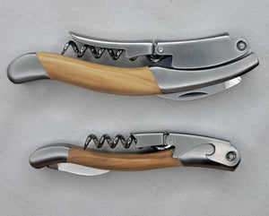 Luxury Wine Corkscrew small and large comparison with Italian Olive Wood Handle - Awesome Wine Gift!