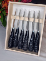 Hand Crafted Italian Table Knives  Handle from African Springbok Horn- One of a kind foodie gift.